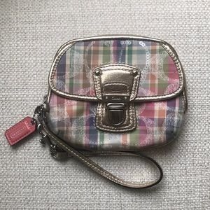 Coach Madras Pastel Plaid Wristlet 👛
